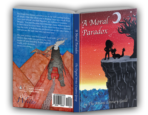 an open book, face down, entitled A Moral Paradox